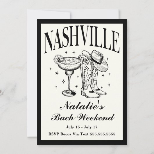 Activiteiten in de omgeving van Nashville Bachelor Kaart (Voorkant)