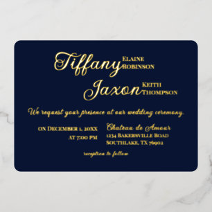 Activiteiten in de omgeving van Navy Blue Wedding Folie Uitnodiging
