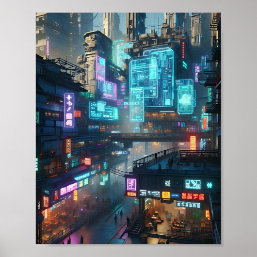 Activiteiten in de omgeving van Neon Cyberpunk Str Poster (Voorkant)