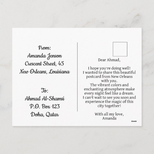 Activiteiten in de omgeving van New Orleans Street Feestdagenkaart (Achterkant)