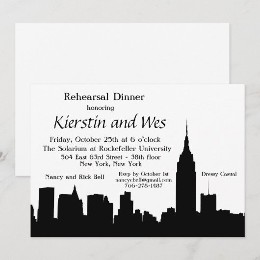 Activiteiten in de omgeving van NYC Skyline Silhou Kaart (Voorkant / Achterkant)