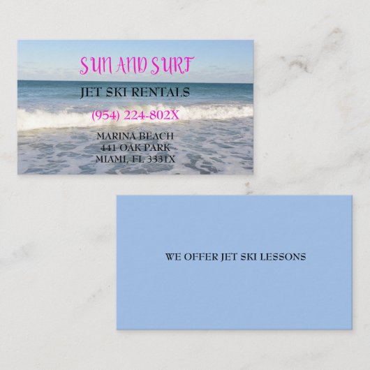 Activiteiten in de omgeving van Ocean Beach Jet Sk Visitekaartje (Voorkant / Achterkant)