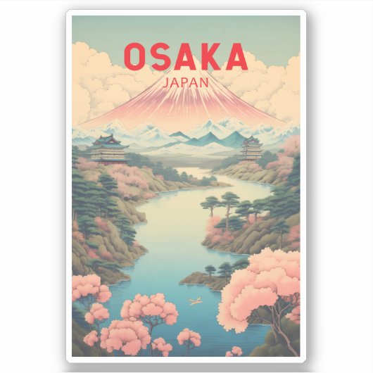 Activiteiten in de omgeving van Osaka Japan Mount  Sticker (Voorkant)