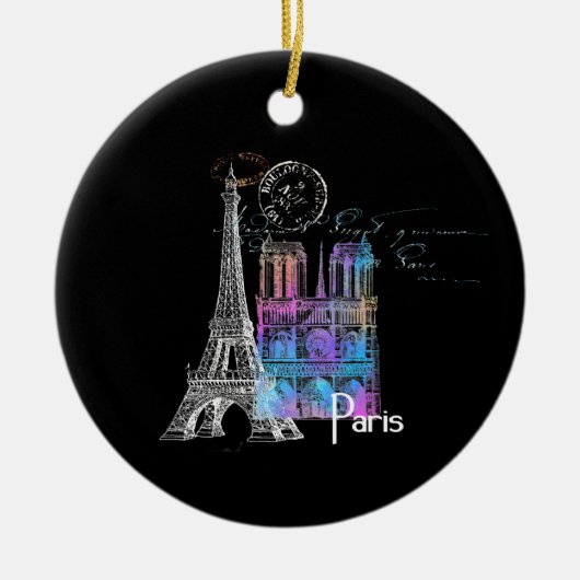 Activiteiten in de omgeving van Paris Eiffel Notre Keramisch Ornament (Voorkant)