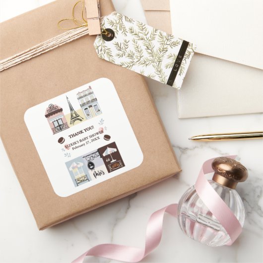 Activiteiten in de omgeving van Paris French Cafe Vierkante Sticker (Geschenken)