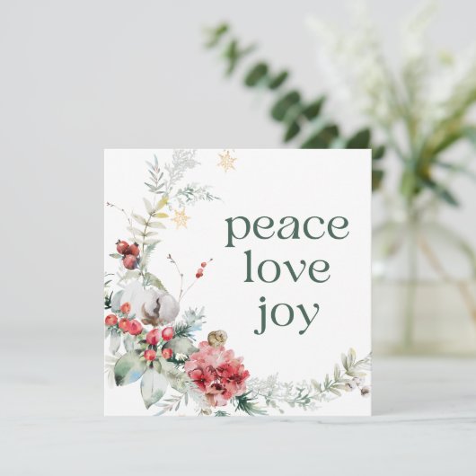 Activiteiten in de omgeving van Peace Love Joy Gre Feestdagenkaart (Staand voorkant)