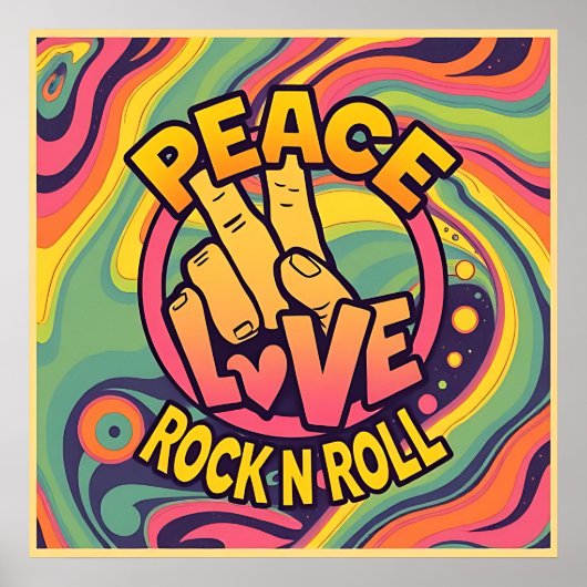 Activiteiten in de omgeving van Peace, Love, Rock  Poster (Voorkant)