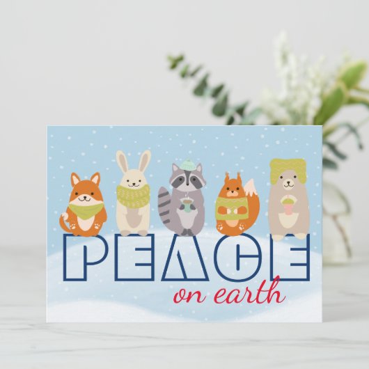 Activiteiten in de omgeving van Peace on Earth Woo Feestdagenkaart (Staand voorkant)