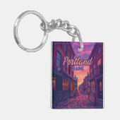 Activiteiten in de omgeving van Portland Maine Old Sleutelhanger (Voorkant Links)