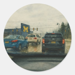 Activiteiten in de omgeving van Rainy Ann Arbor In Ronde Sticker