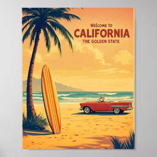 Activiteiten in de omgeving van Retro California B Poster (Voorkant)