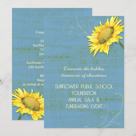 Activiteiten in de omgeving van Rustic Blue Sunflo Kaart (Voorkant / Achterkant)