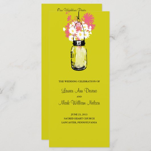 Activiteiten in de omgeving van Rustic Mason Jar a Programmakaart (Voorkant / Achterkant)