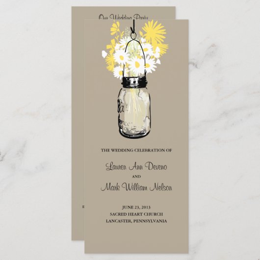 Activiteiten in de omgeving van Rustic Mason Jar D Programmakaart (Voorkant / Achterkant)