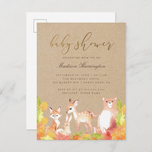 Activiteiten in de omgeving van Rustic Woodland Fr Uitnodiging Briefkaart (Voorkant / Achterkant)