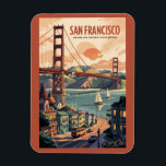 Activiteiten in de omgeving van San Francisco Cali Magneet<br><div class="desc">San Francisco retro vector reisontwerp. Van het verkennen van Alcatraz Island tot een wandeling door Fisherman's Wharf en Chinatown,  San Francisco biedt een perfecte mix van geschiedenis,  landschap en cultuur.</div>