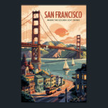 Activiteiten in de omgeving van San Francisco Cali Poster<br><div class="desc">San Francisco retro vector reisontwerp. Van het verkennen van Alcatraz Island tot een wandeling door Fisherman's Wharf en Chinatown,  San Francisco biedt een perfecte mix van geschiedenis,  landschap en cultuur.</div>