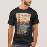 Activiteiten in de omgeving van San Francisco Cali T-shirt<br><div class="desc">San Francisco retro vector reisontwerp. Van het verkennen van Alcatraz Island tot een wandeling door Fisherman's Wharf en Chinatown,  San Francisco biedt een perfecte mix van geschiedenis,  landschap en cultuur.</div>