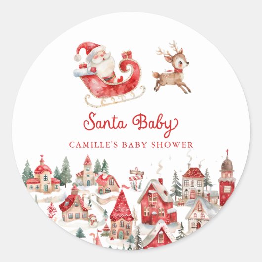 Activiteiten in de omgeving van Santa Baby Winter  Ronde Sticker (Voorkant)