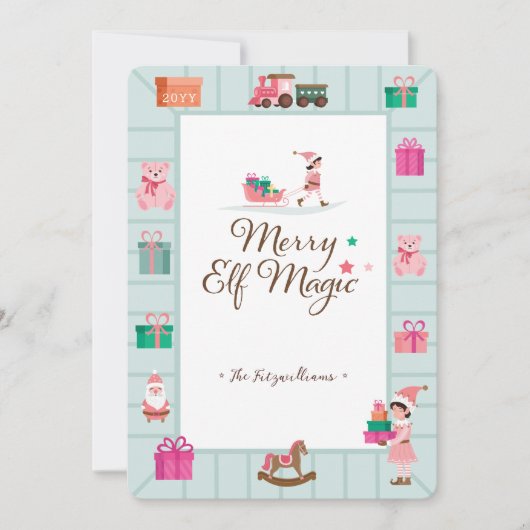 Activiteiten in de omgeving van Santa's Magical Pi Feestdagenkaart (Voorkant)