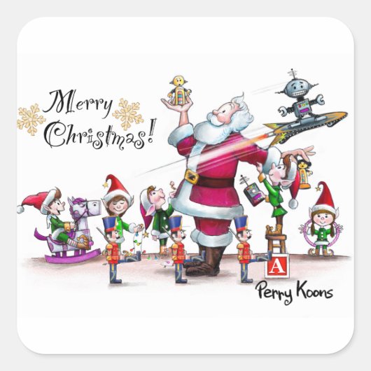 Activiteiten in de omgeving van Santa's Speelgoed Vierkante Sticker (Voorkant)