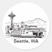Activiteiten in de omgeving van Seattle Ferry & Sk Ronde Sticker (Voorkant)