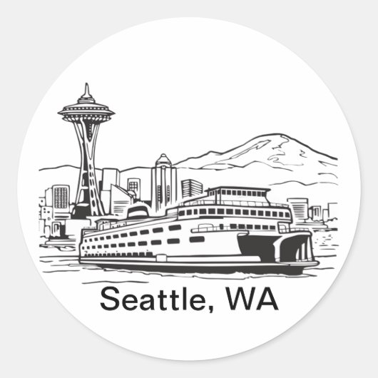 Activiteiten in de omgeving van Seattle Ferry & Sk Ronde Sticker (Voorkant)