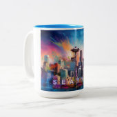 Activiteiten in de omgeving van Seattle Skyline Ci Tweekleurige Koffiemok (Voorkant links)