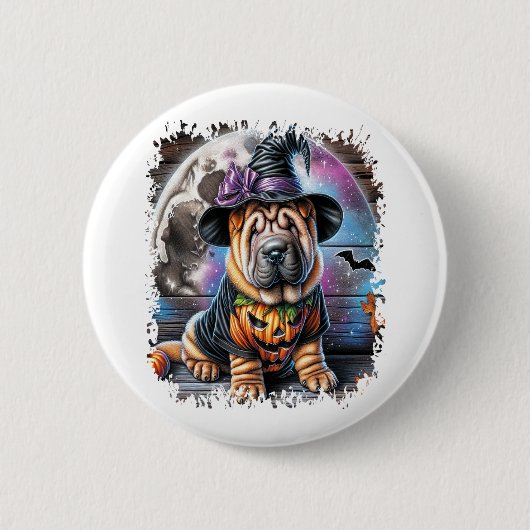 Activiteiten in de omgeving van Shar Pei Dog Hallo Ronde Button 5,7 Cm (Voorkant)