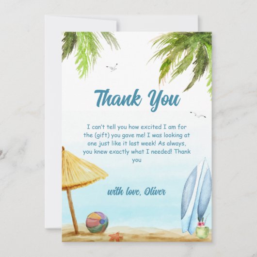 Activiteiten in de omgeving van Summer Beach Ocean Bedankkaart (Voorkant)