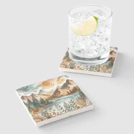 Activiteiten in de omgeving van Sunny Rustic Boho  Stenen Onderzetter (Zijkant)