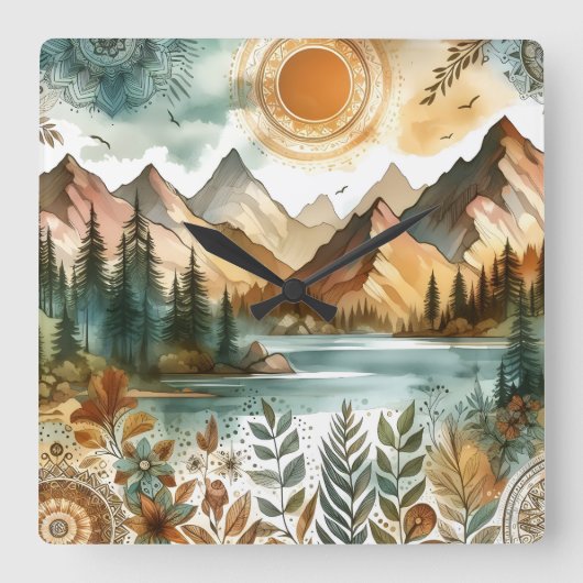 Activiteiten in de omgeving van Sunny Rustic Boho  Vierkante Klok (Voorkant)