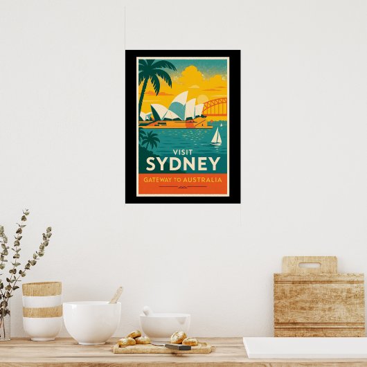 Activiteiten in de omgeving van Sydney Retro Sunse Poster (Keuken)