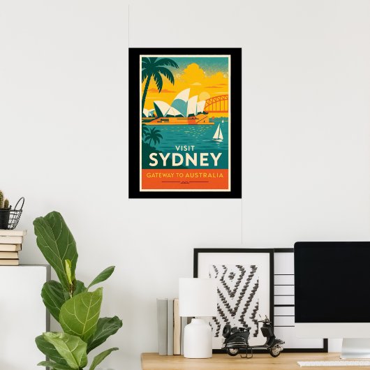 Activiteiten in de omgeving van Sydney Retro Sunse Poster (Thuiskantoor)