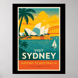Activiteiten in de omgeving van Sydney Retro Sunse Poster