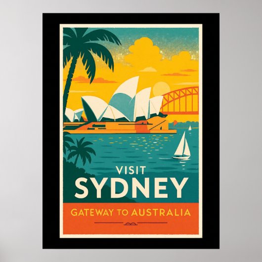 Activiteiten in de omgeving van Sydney Retro Sunse Poster (Voorkant)