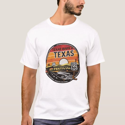 Activiteiten in de omgeving van Texas Route 66 Shi T-shirt (Voorkant)