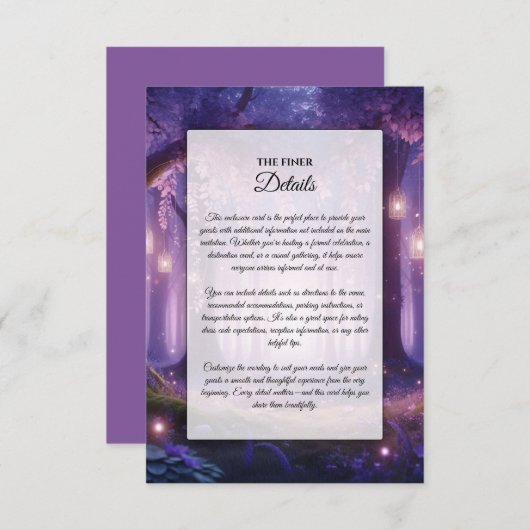 Activiteiten in de omgeving van Violet at Midnight Informatiekaartje (Voorkant / Achterkant)