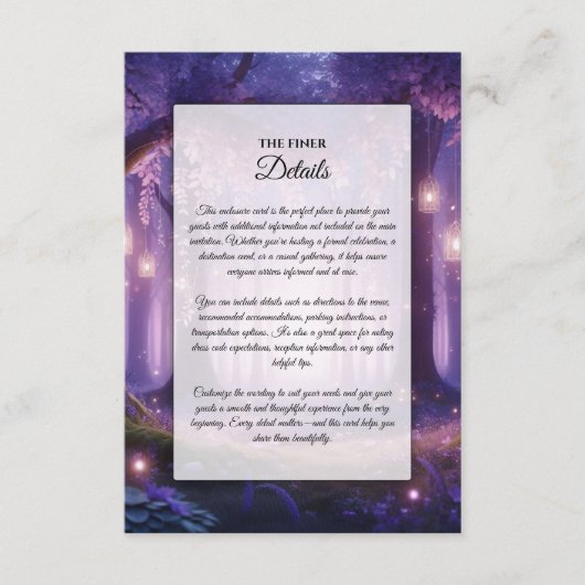 Activiteiten in de omgeving van Violet at Midnight Informatiekaartje (Voorkant)