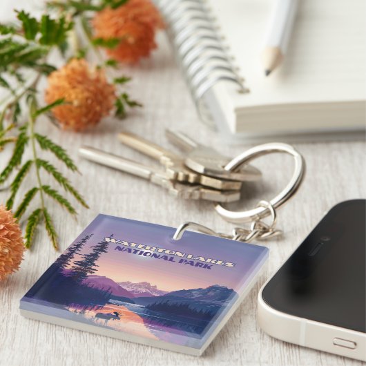 Activiteiten in de omgeving van Waterton Lakes Nat Sleutelhanger (Voorkant Rechts)