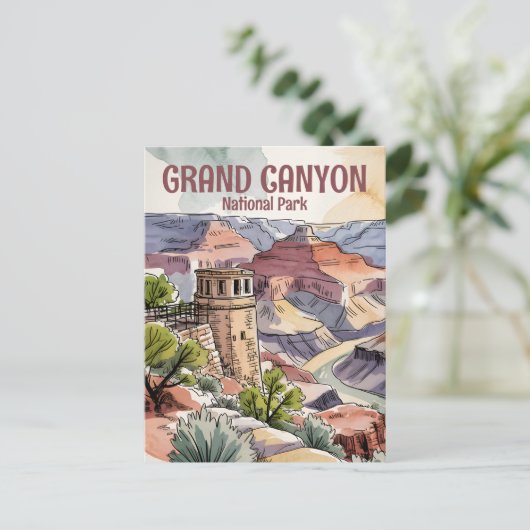 Activiteiten in de omgeving van waterverf Retro Gr Briefkaart (Staand voorkant)