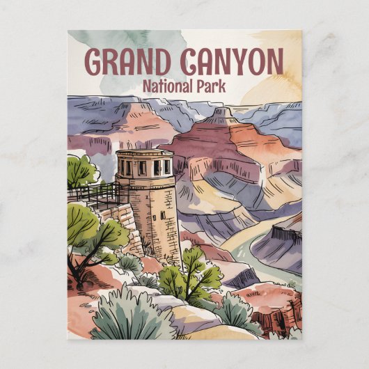 Activiteiten in de omgeving van waterverf Retro Gr Briefkaart (Voorkant)