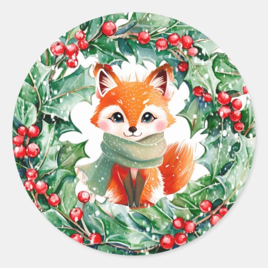 Activiteiten in de omgeving van Winter Red Fox Gre Ronde Sticker (Voorkant)