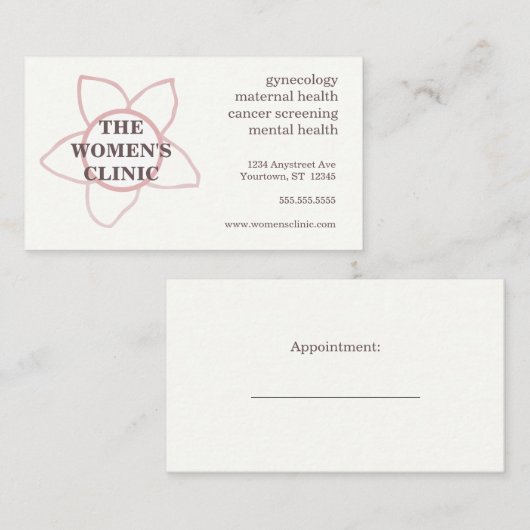 Activiteiten in de omgeving van Women's Health Cli Visitekaartje (Voorkant / Achterkant)