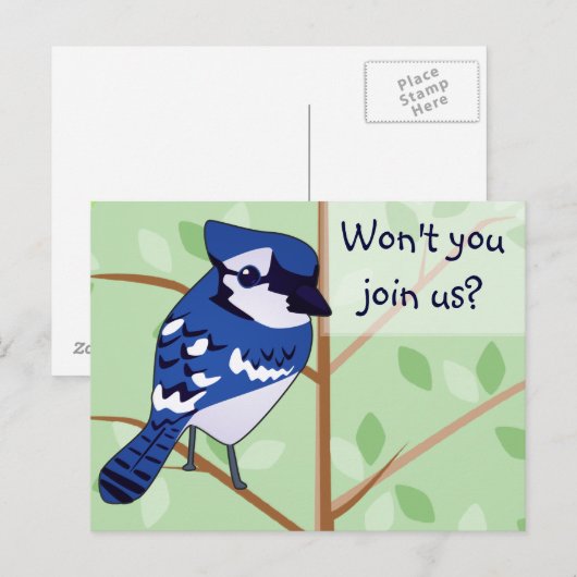 Activiteiten in de omgeving van Woodland Blue Jay  Uitnodiging Briefkaart (Voorkant / Achterkant)