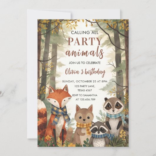 Activiteiten in de omgeving van Woodland Party Ani Kaart (Voorkant)