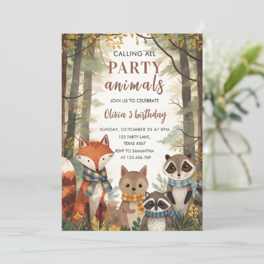 Activiteiten in de omgeving van Woodland Party Ani Kaart (Staand voorkant)