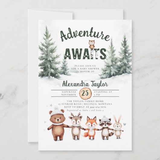 Activiteiten in de omgeving van Woodland Snow Wint Kaart (Voorkant)