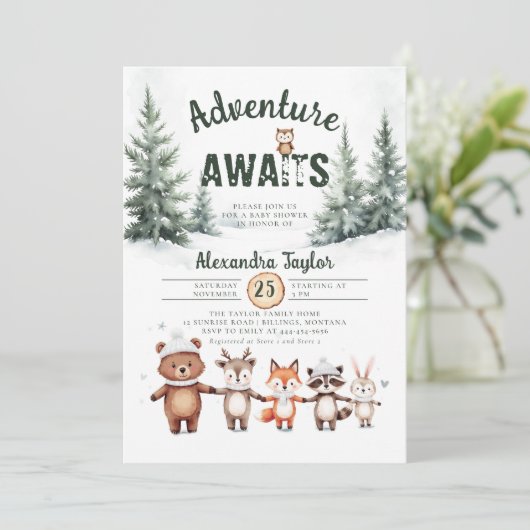 Activiteiten in de omgeving van Woodland Snow Wint Kaart (Staand voorkant)