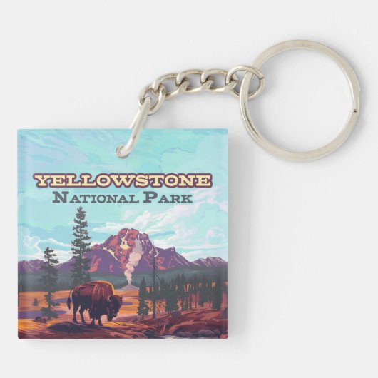 Activiteiten in de omgeving van Yellowstone Nation Sleutelhanger (Achterkant)